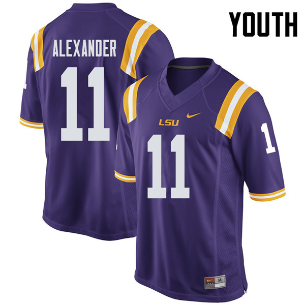 Youth #11 Terrence Alexander LSU Tigers College Football Jerseys Sale-Purple